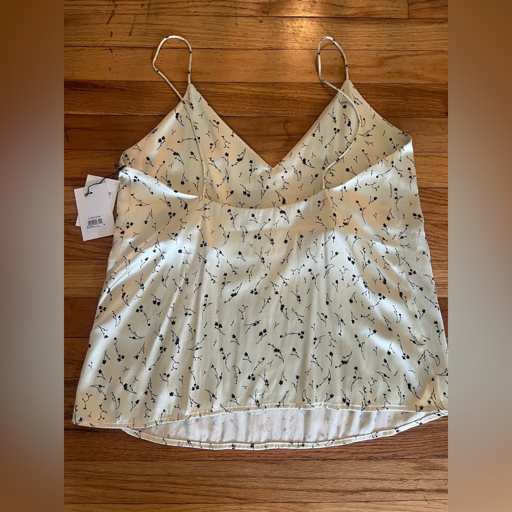 Something Navy Butter Yellow & Navy Floral Satin Camisole - Picture 5 of 6